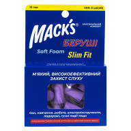 Беруши MACK`S Soft Foam Slim Fit детские, защита от шума до 31 дБ фиолетовые 10 пар
