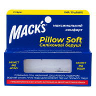 Беруши MACK`S Pillow Soft для взрослых защита от воды и шума до 30 дБ белые 2 пары